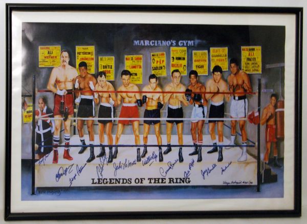 Boxing "Legends Of the Ring" Signed Limited EditionArt Poster w/Ali, Patterson, etc. (10 Sigs)(PSA/DNA)