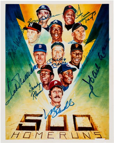 500 Home Run Club: Ron Lewis 8" x 10" Print Signed by the Original Members! (10 Sigs)(PSA/JSA Guaranteed)