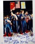 1980 Olympics: Unique Team-Signed 16" x 20" Photo w/ Herb Brooks! (PSA/DNA)