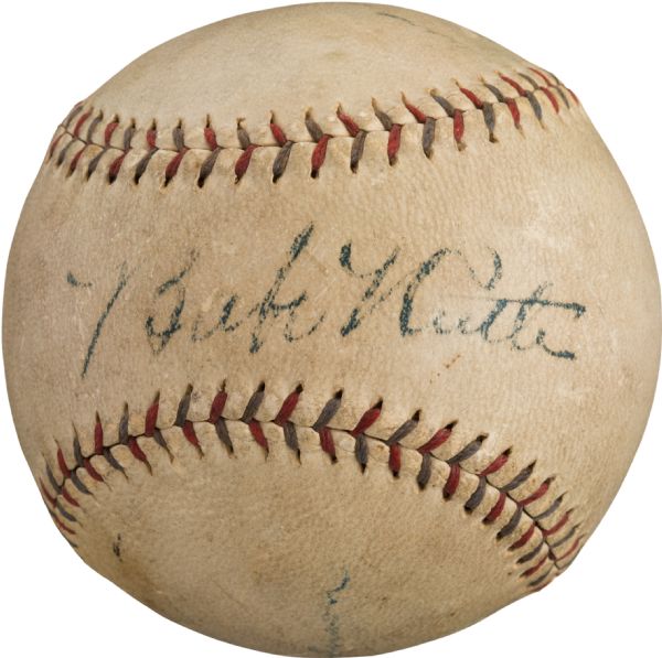 1927 Babe Ruth & Lou Gehrig Dual-Signed OAL Barnstorming Tour Baseball Hit by Gehrig! (PSA/DNA)