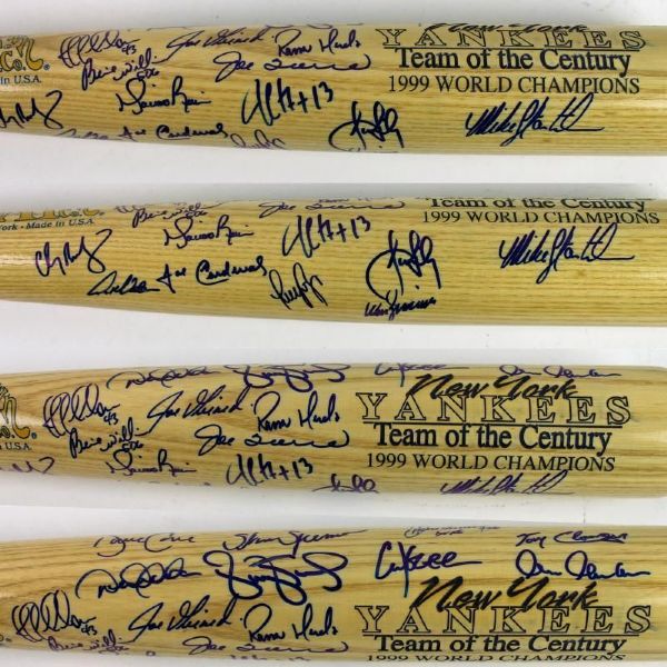 1999 World Series Champion NY Yankees Team Signed Baseball Bat (PSA/DNA)