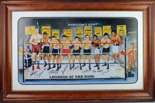  Boxing "Legends of the Ring" Signed Limited Edition Art Poster w/ Ali, Patterson, etc. (10 Sigs) (JSA)