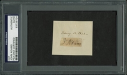 EXTREMELY RARE John Adams Signed 2" x 2.25" Cut (PSA/DNA Encapsulated)