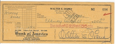 Walt Disney Vintage Signed Bank Check with Choice Signature (PSA/JSA Guaranteed)