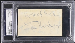 Jimi Hendrix ULTRA-RARE 3" x 5" Signature w/ "Best of Luck" Inscription (PSA/DNA Encapsulated)