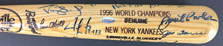 1996 World Series Champion NY Yankees Team Signed Baseball Bat w/ Jeter, Rivera & Others (Steiner Sports)