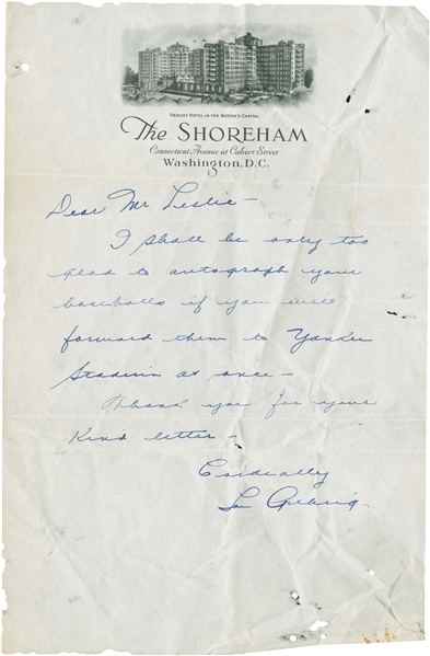 Early 1930s Lou Gehrig Handwritten Signed Letter RE: Signing Baseballs for a Fan! (PSA/DNA & JSA)