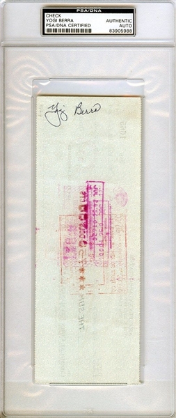 Yogi Berra Rare Signed 1956 Bank Check (PSA/DNA Encapsulated)