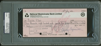 The Beatles: George Harrison Signed 1972 Bank Check PSA/DNA Graded MINT 9!