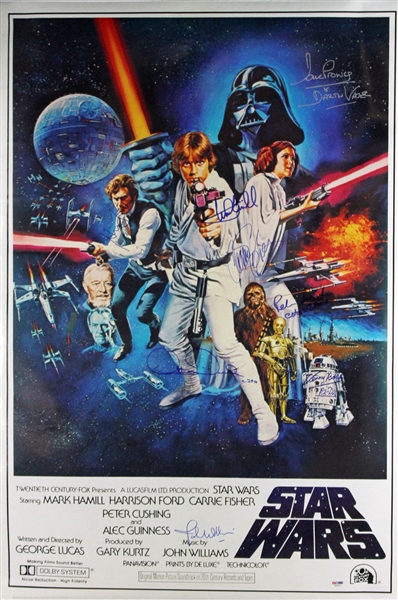 Star Wars Rare Cast Signed Original Movie Poster Print (PSA/DNA)