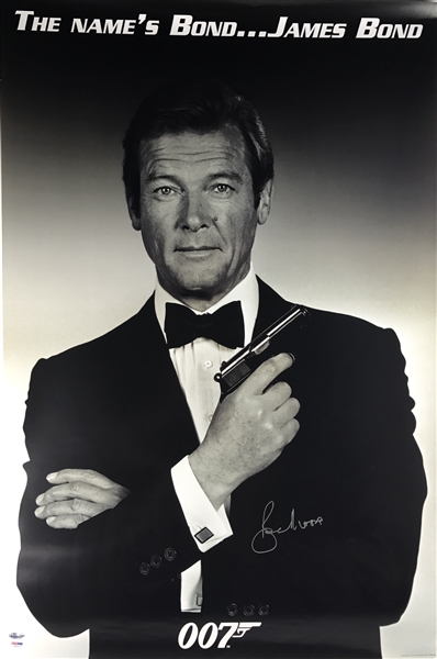 007 James Bond: Roger Moore Signed 24" x 36" James Bond Poster (PSA/DNA)