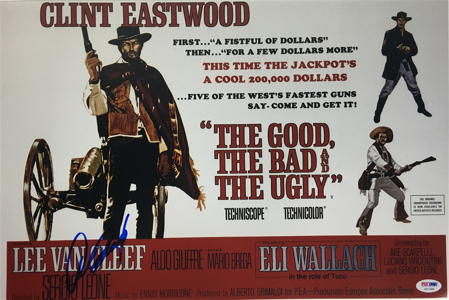 Clint Eastwood Near-Mint signed 12" x 18" The Good The Bad The Ugly Mock Poster (PSA/DNA)