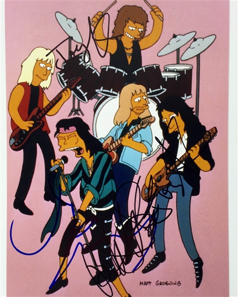 Aerosmith Group Signed 8" x 10" Color Photo from "The Simpsons" (PSA/JSA Guaranteed)
