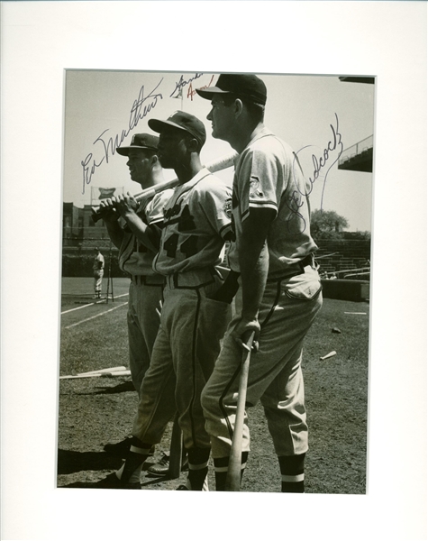 Hank Aaron, Eddie Mathews & Joe Adcock Vintage c. 1950s Signed 9" x 12" Photo (JSA Guaranteed)