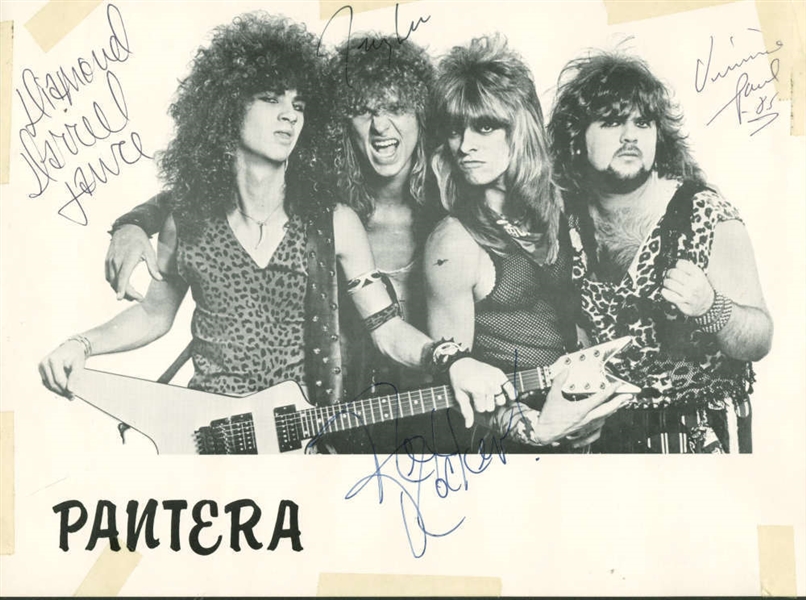 Pantera EARLY Group Signed 9" x 12" Promotional Photograph w/ Diamond Darrell (JSA)