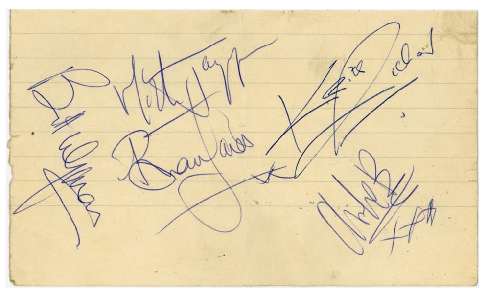 The Rolling Stones Vintage Group Signed 2.5" x 4.5" Album Page w/ Brian Jones! (Tracks & TPA Guaranteed)