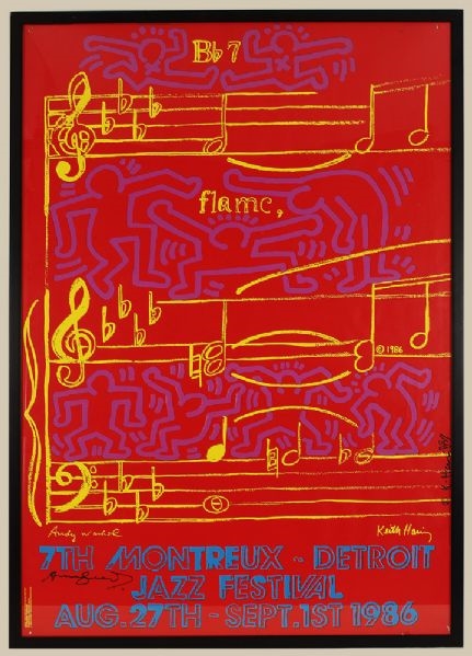 Andy Warhol & Keith Haring Rare 1986 Dual Signed & Designed "7th Montreux Jazz Festival" Poster (PSA/DNA)
