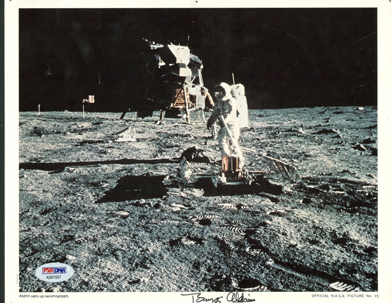 Buzz Aldrin Signed 8" x 10" Moon Photograph (PSA/DNA)