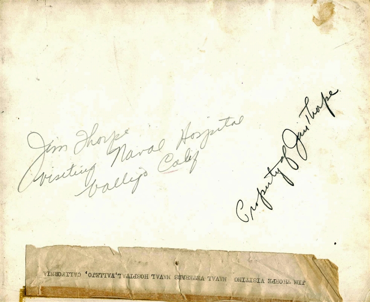 Jim Thorpe Signed & Inscribed 8" x 10" Original Photograph (TPA Guaranteed)
