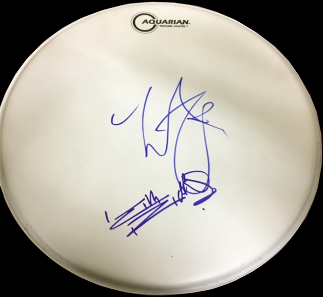 The Rolling Stones: Keith Richards & Charlie Watts Signed Drumhead (TPA Guaranteed)