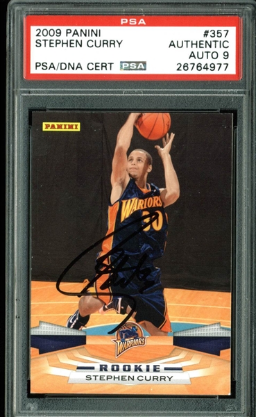 Stephen Curry Signed 2009 Panini #357 Rookie Card w/ MINT 9 Signature (PSA/DNA Encapsulated)