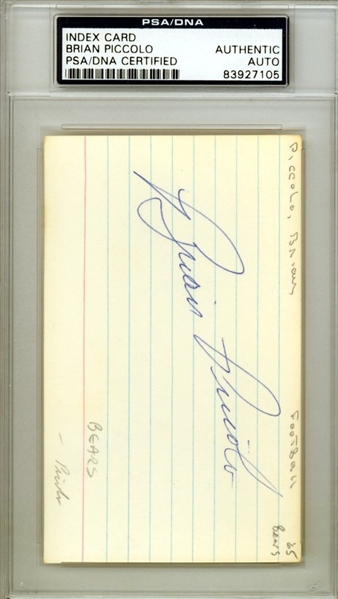 Brian Piccolo Signed 3" x 5" Index Card (PSA/DNA Encapsulated)