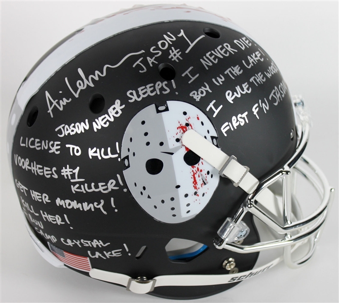 Friday the 13th: Ari Lehman Signed Black Matte Football Helmet w/ 12 Unique Inscriptions!