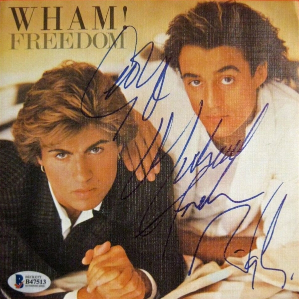 Wham Rare Group Signed "Freedom" 7-Inch Record Single with George Michael & Andrew Ridgeway (Beckett/BAS)