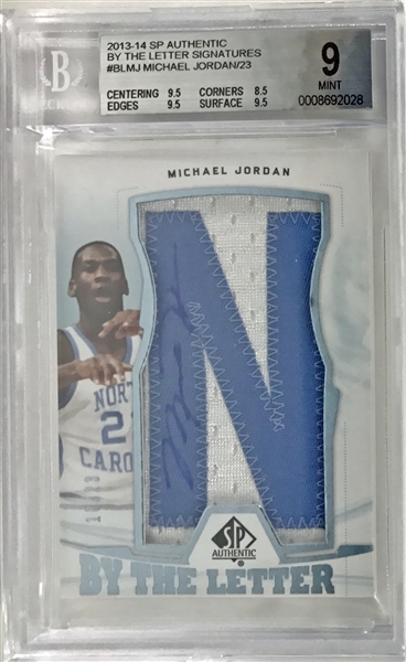 2013-14 SP Authentic Michael Jordan By The Letter Autographed Patch Card (BGS 9 Mint w/10 Autograph)