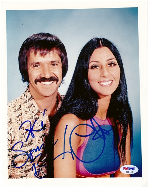 Sonny & Cher Rare Dual Signed 8" x 10" Color Photo (PSA/DNA)