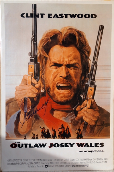 Clint Eastwood Impressive Signed Full Sized Movie Poster for "The Outlaw Josey Wales" with HUGE Autograph! (Beckett/BAS Guaranteed)