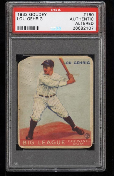 1933 Goudey Lou Gehrig #160, PSA Authenticated (Altered)