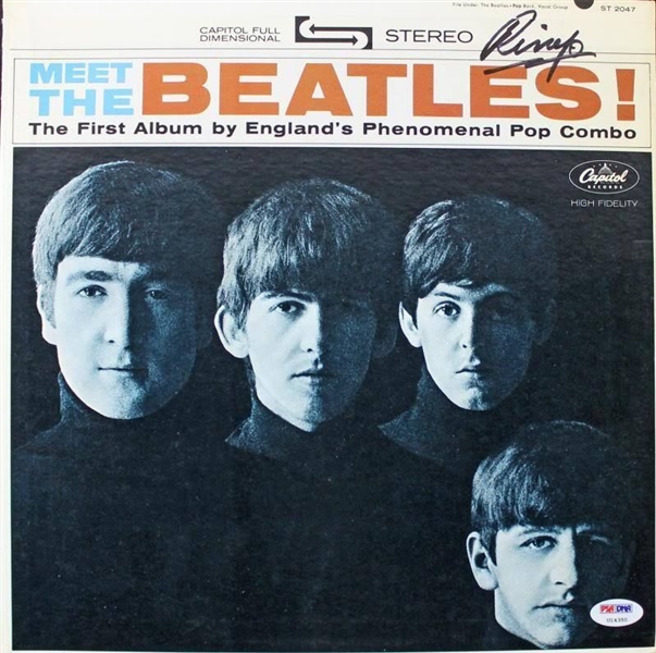 The Beatles: Ringo Starr Rare Signed "Meet the Beatles" Album Cover (PSA/DNA & Cox LOAs)