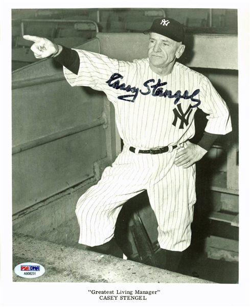 Casey Stengel Signed 8" x 10" Black & White Yankees Photo (PSA/DNA)