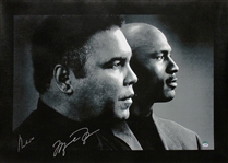Muhammad Ali & Michael Jordan Large & Impressive 30" x 40" Dual Signed Canvas Print (PSA/DNA & UDA)