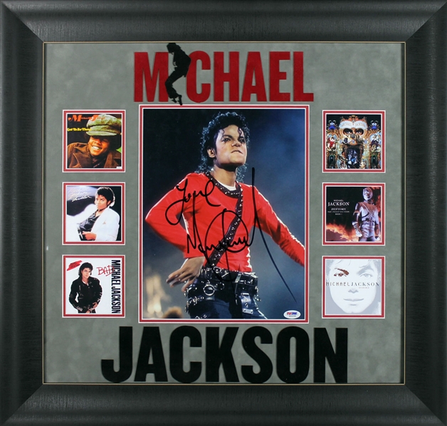 Michael Jackson Signed 11" x 14" Photo in Custom Framed Display (PSA/DNA)