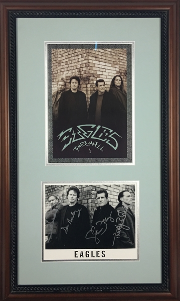 The Eagles Group Signed & Framed 8" x 10" Black & White Promotional "Farewell" Photograph (BAS/Beckett Guaranteed)