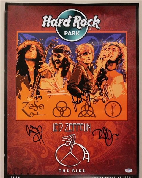 Led Zeppelin: Robert Plant, Jimmy Page & John Paul Jones Signed Limited Edition Hard Rock Hotel Promotional Poster (PSA/DNA)