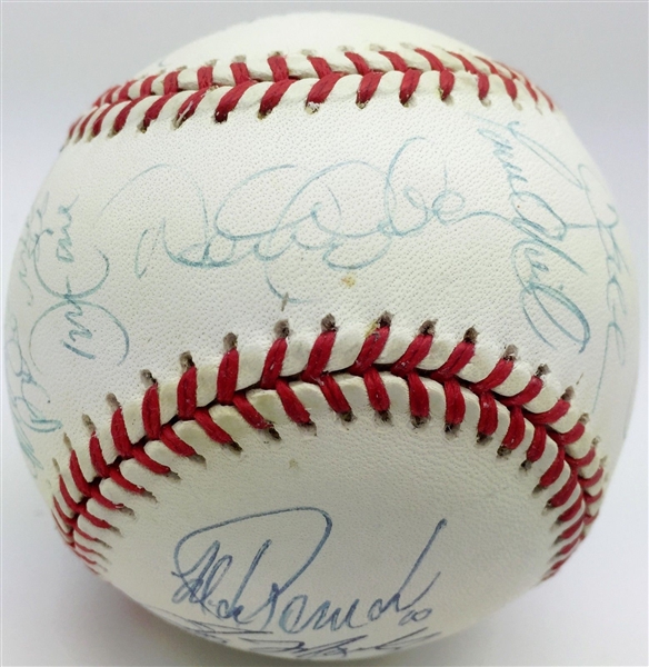 1998 World Series Champion NY Yankees Limited Edition Vintage Team Signed WS Baseball w/ an Impressive 22 Members Including Jeter & Rivera! (PSA/DNA)
