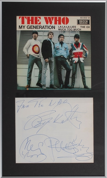 The Who: Group Signed Large & Impressive 6" x 8" Album Page w/ Keith Moon! (PSA/DNA)