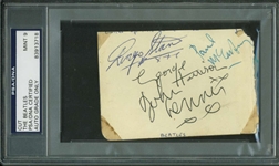 The Beatles Signed 3" x 4" Album Page w/ McCartney, Lennon, Harrison & Star PSA/DNA Graded MINT 9!