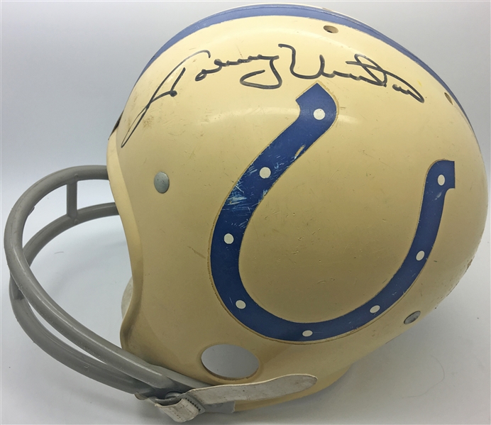 Johnny Unitas Signed Jr. Model Vintage Helmet (Beckett)