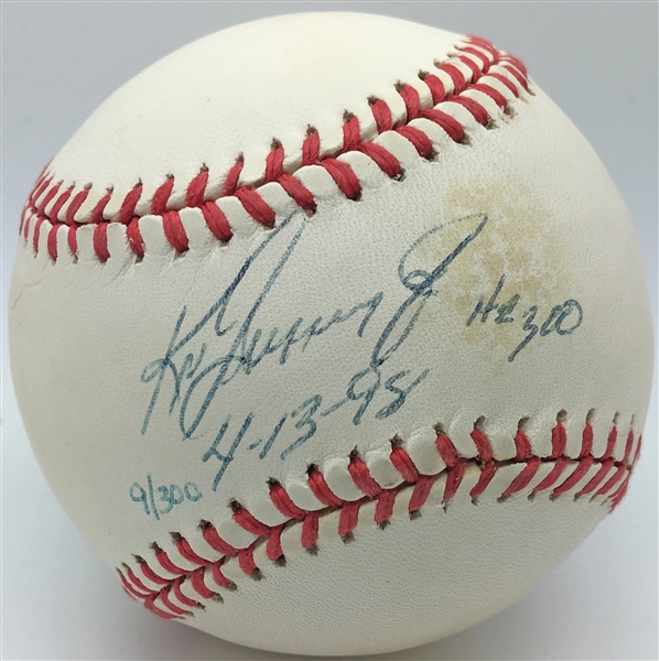 Ken Griffey Jr. Rare Signed OAL Baseball w/ "300 HR, 4-13-98" Inscription (JSA)