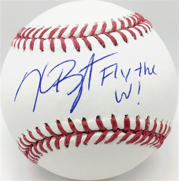 Kris Bryant Near-Mint Signed OML Baseball w/ "Fly the W" Inscription! (MLB)