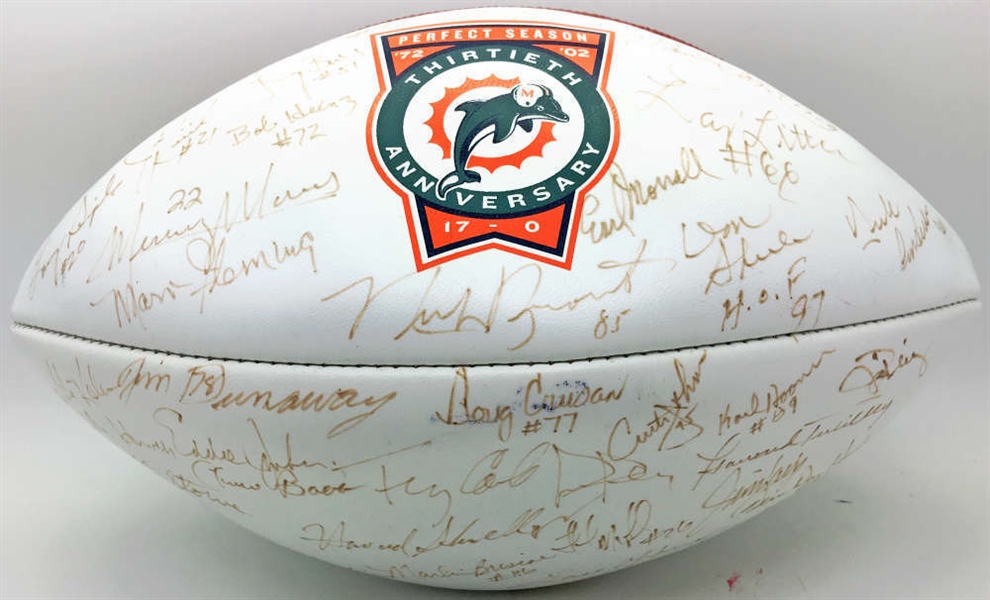 NFL Perfection: 1972 Miami Dolphins Ultra-Rare Team Signed White Panel Football w/ 40+ Signatures! (PSA/DNA)