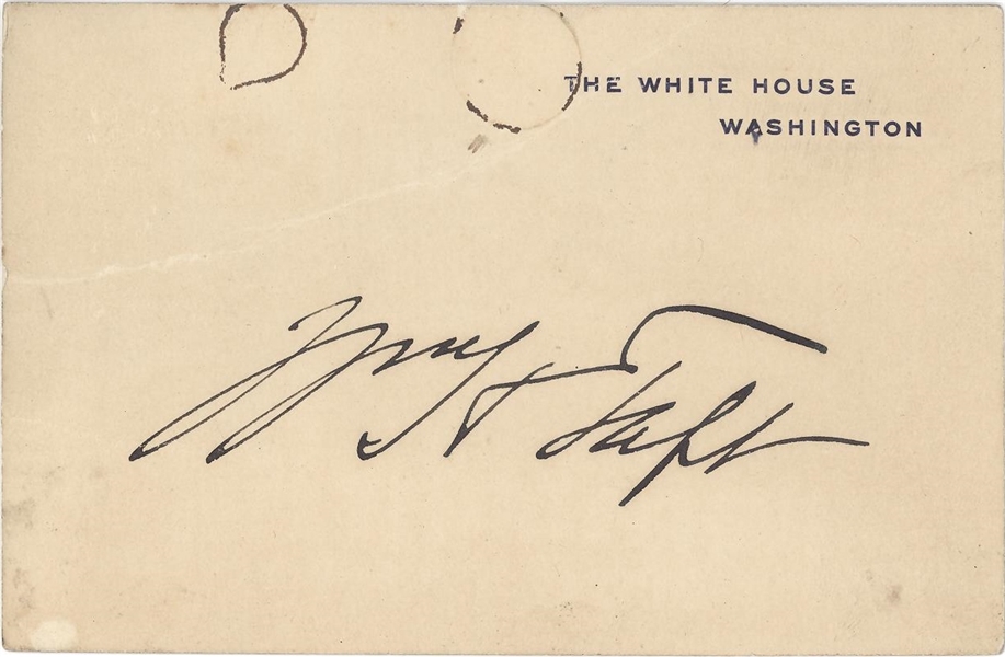 President William H. Taft Signed White House Card (Beckett/BAS Guaranteed)