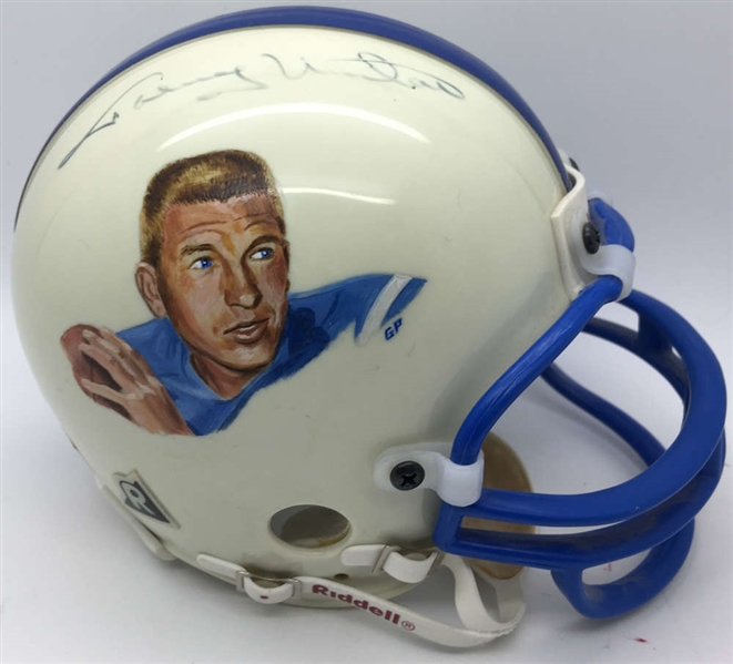 Johnny Unitas Signed Hand Painted Colts Mini Helmet (JSA)