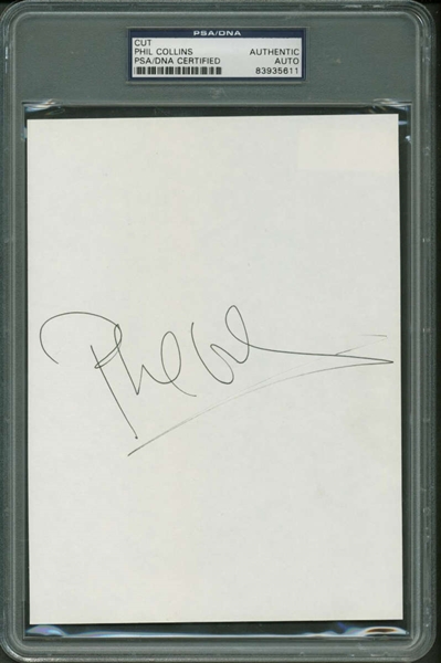 Phil Collins Vintage Signed 5" x 7" Large Album Page (PSA/DNA Encapsulated)