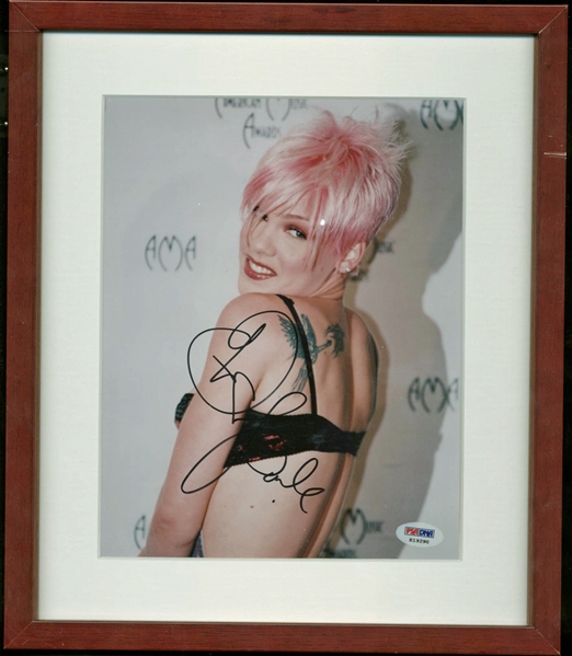 Pink Rare Signed 8" x 10" Framed Photograph (PSA/DNA)
