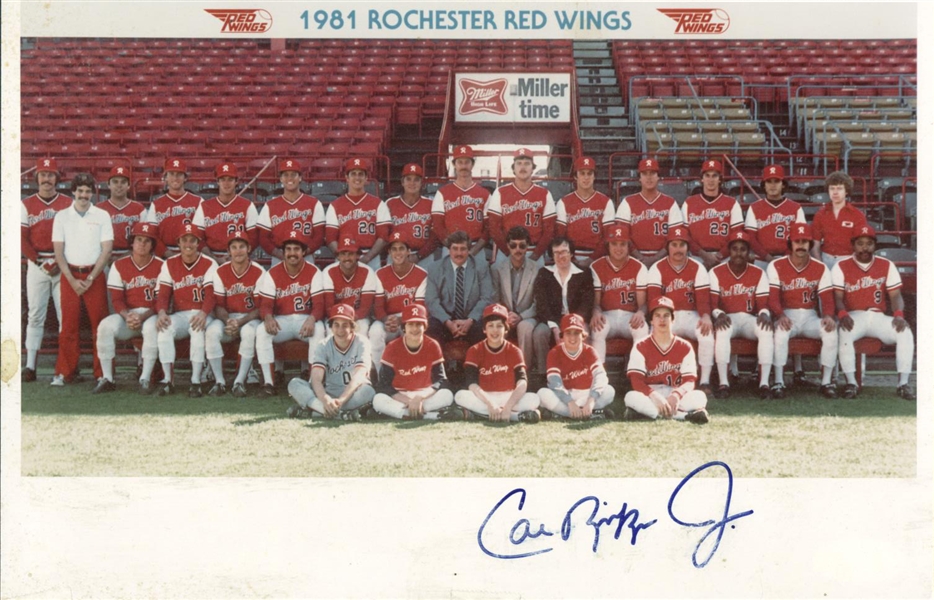 Cal Ripken Jr. Vintage Signed 1981 Rochester Red Wings 7" x 9" Photograph (JSA)